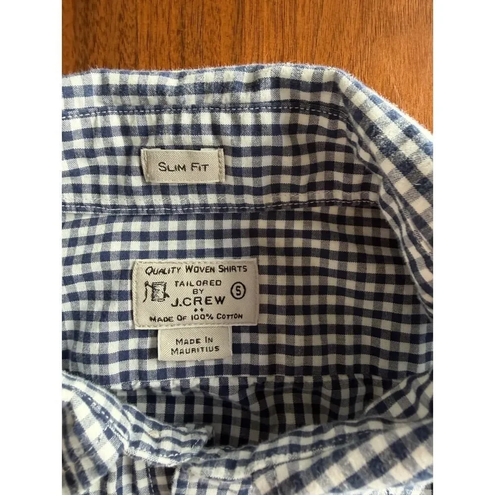 J.Crew Men's Slim Fit Blue Gingham Button-Down Shirt - Size S